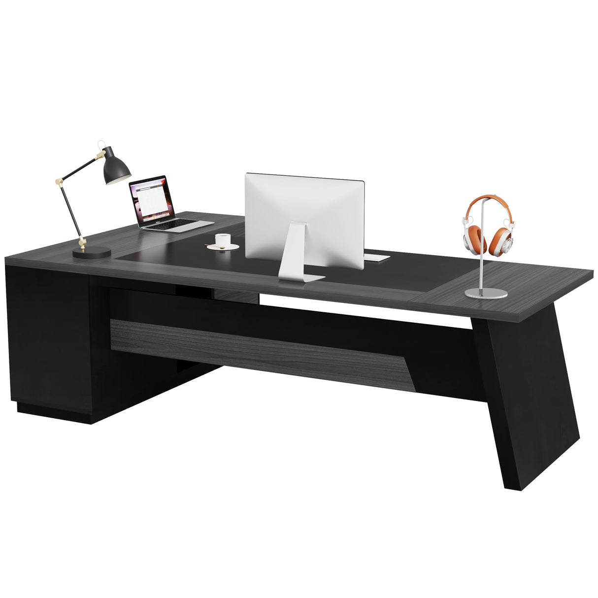 78" L-Shaped Executive Desk, Large Modern Office Desk