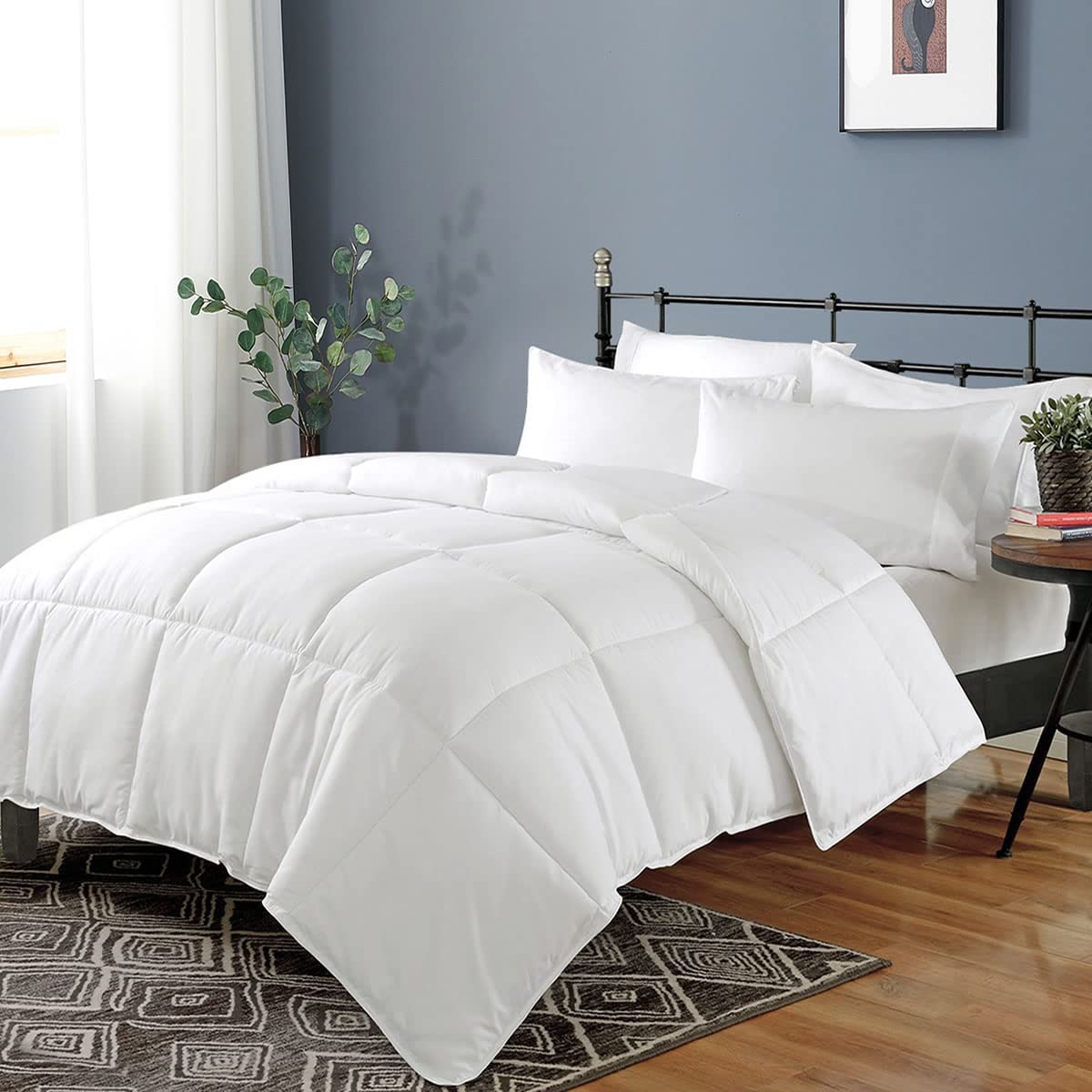 100% Cotton Cover Lightweight Down Alternative Comforter Full/Queen Size, Ultra-Soft
