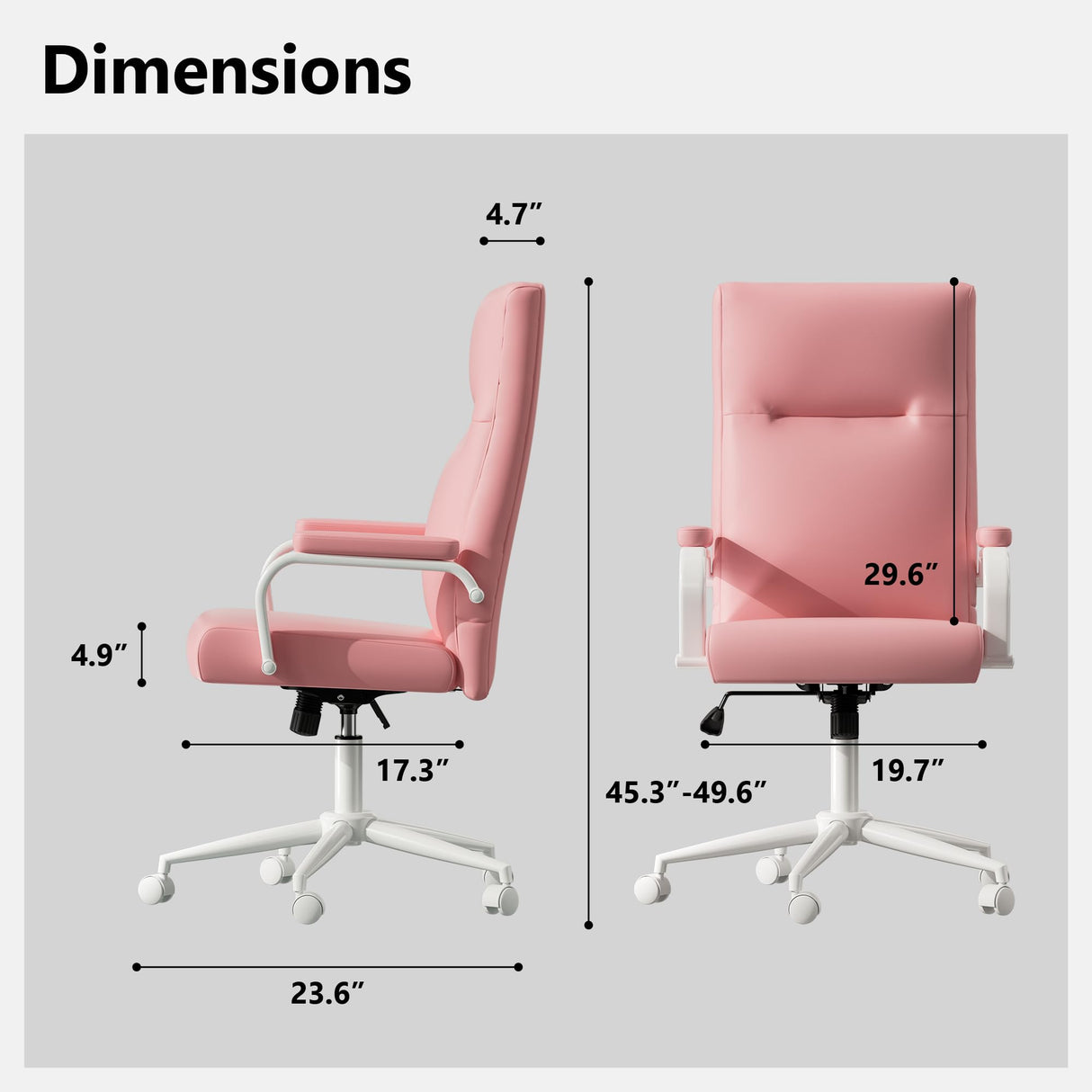 Pink Office Desk Chair with Memory Foam & Lumbar Support