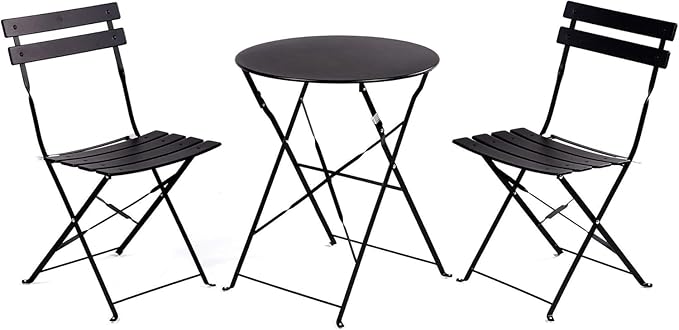 Premium Frame Patio Bistro Set, Folding Outdoor Patio Furniture Sets, 3 Piece Patio Set