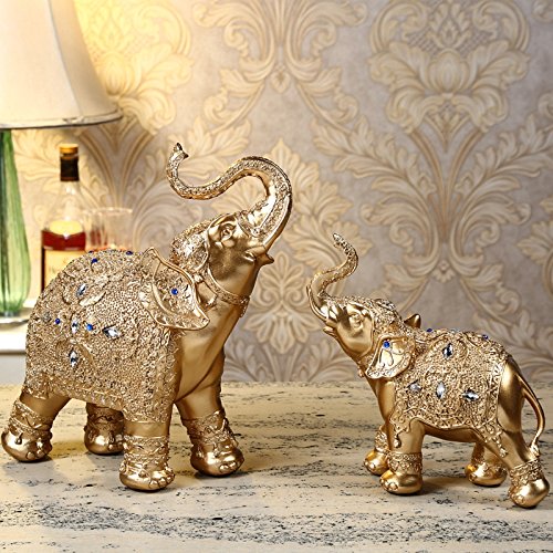 Large Size Feng Shui Mother and Baby Elephant Wealth Lucky Statue/Figurine