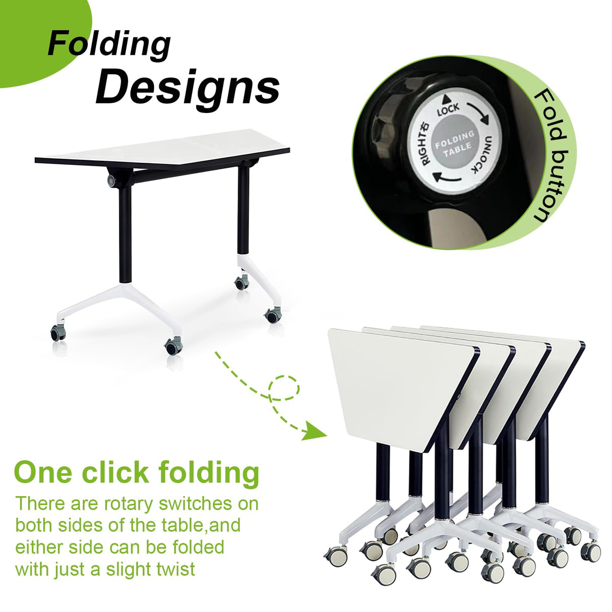 Foldable Conference Room Tables,Flip Top Mobile Training Table,Modern Meeting Table with Silent Wheels,Mobile Conference Tables,47.2 "x23.6 x 29.5 Meeting Room Table for Office Training (6pack)