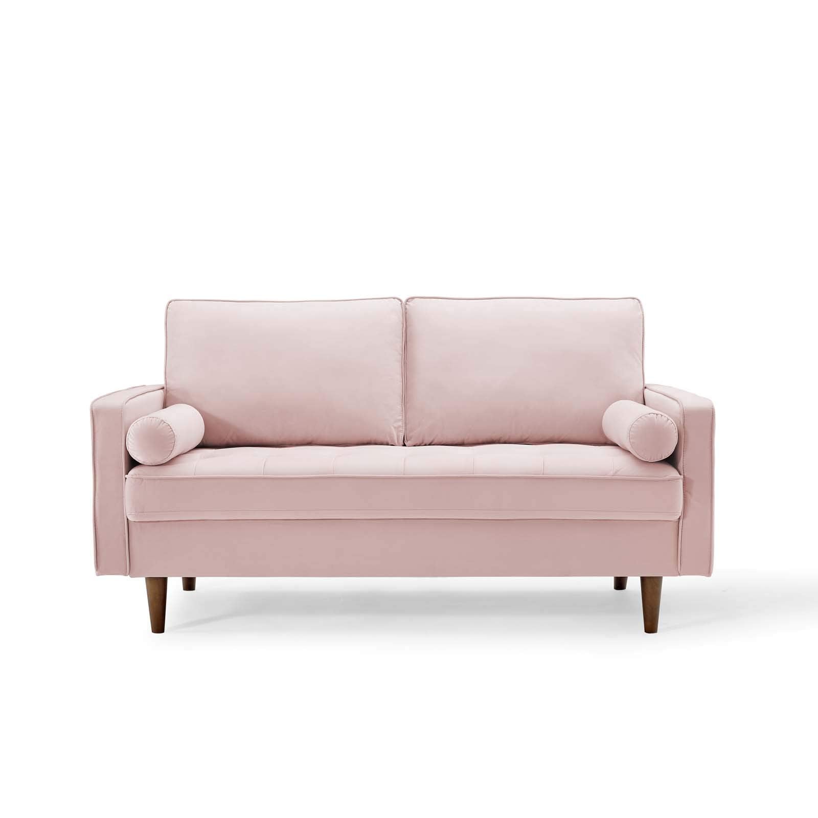 Valour Performance Velvet Loveseat, Pink Valour Performance Velvet Loveseat