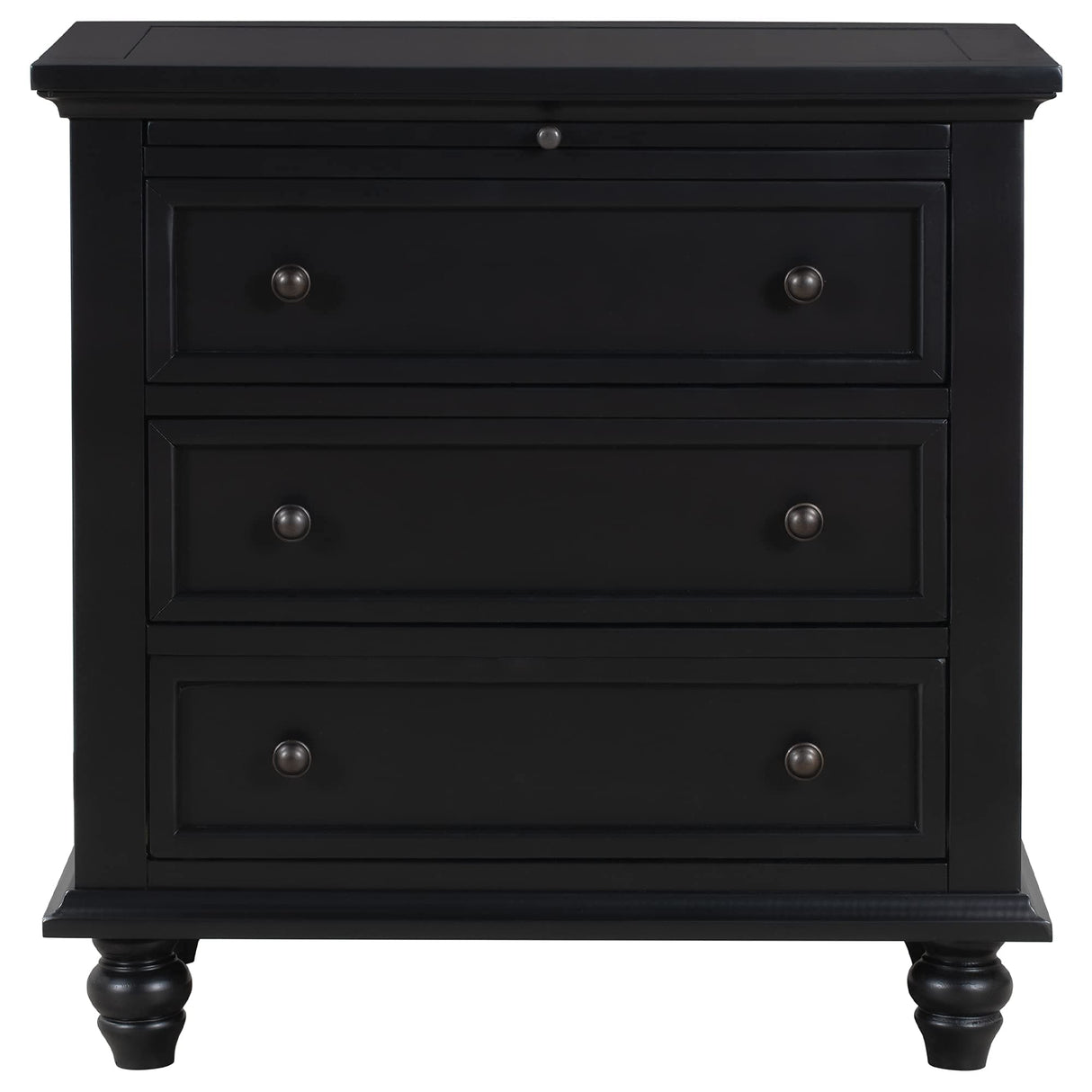 Nightstand with Pull-Out Tray, Wooden Bedside Night Stand