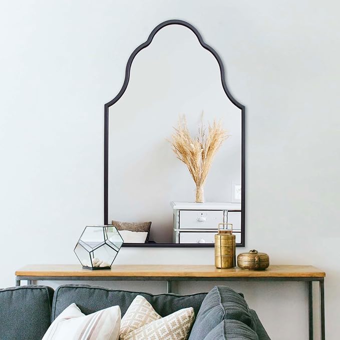 Arched Mirror for Wall, Bathroom Mirror with Wood Frame