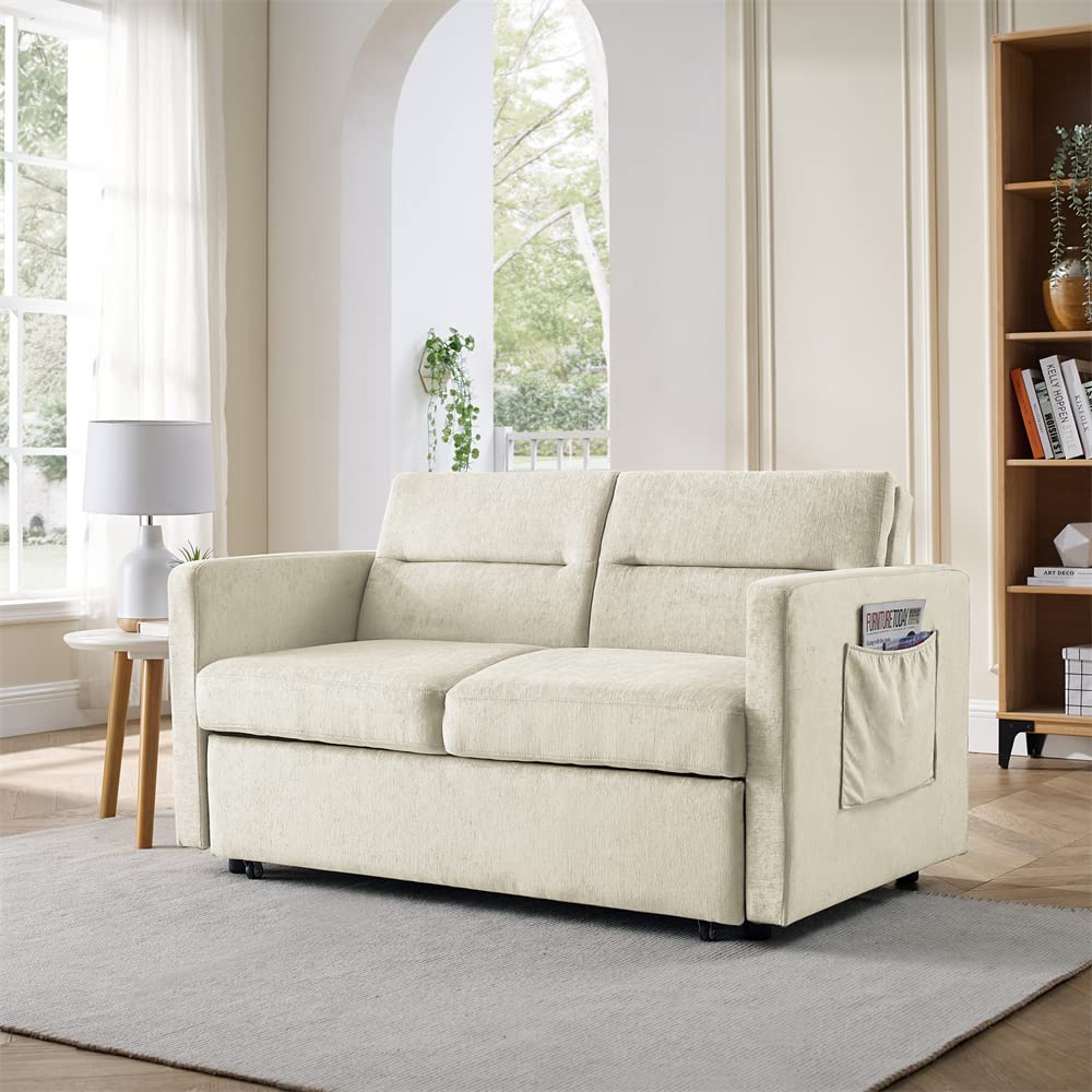 Convertible Sofa Bed, Loveseats Sofa with Pull-out Bed, 2-Seater Sofa