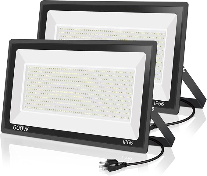2 Pack 300W LED Flood Light Outdoor,2000W Equivalent 43500LM 5000K Daylight