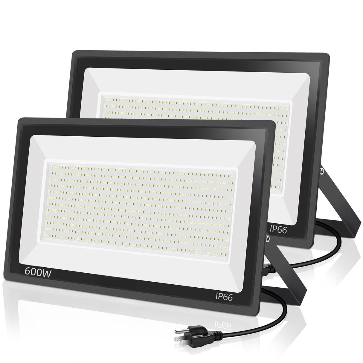 2 Pack 600W LED Flood Light Outdoor,(3060W Equivalent),67600LM 5000K Daylight