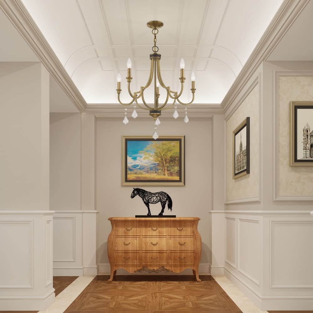 Lighting 5 Lt Antique Brass Chandelier