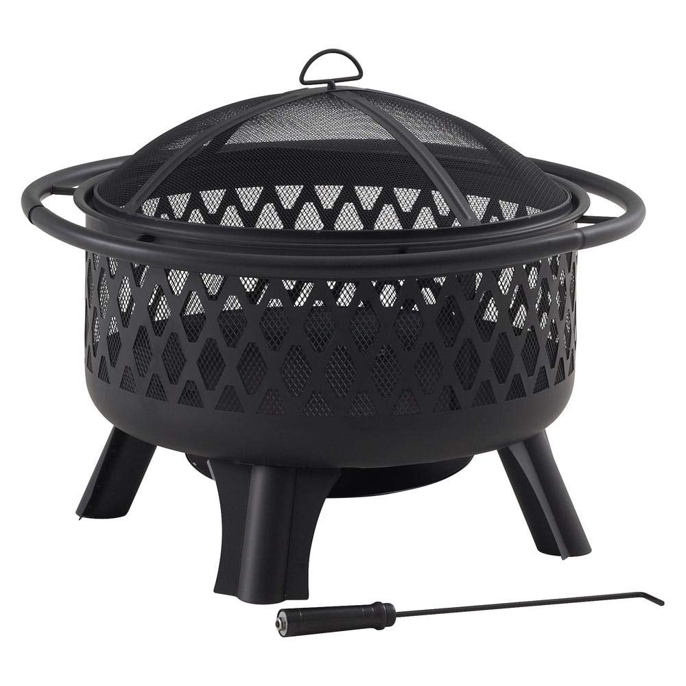 Piedmont 30 in. Steel Fire Pit in Black with Cooking Grate - Bircata