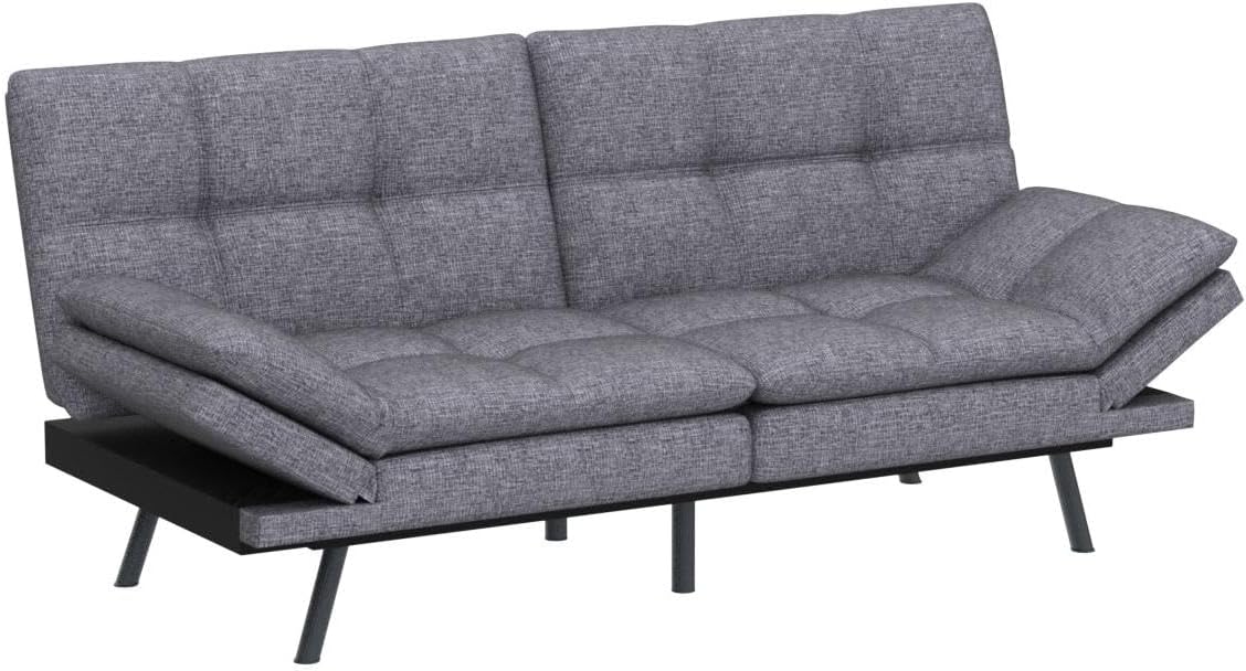 Sofa Bed Couch Memory Foam Futon Bed Faux Leather Loveseat Sofa