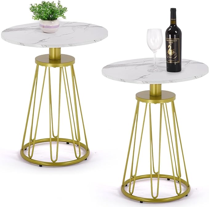 Round End Table Set of 2, Small Side Table for Living Room, Bedroom
