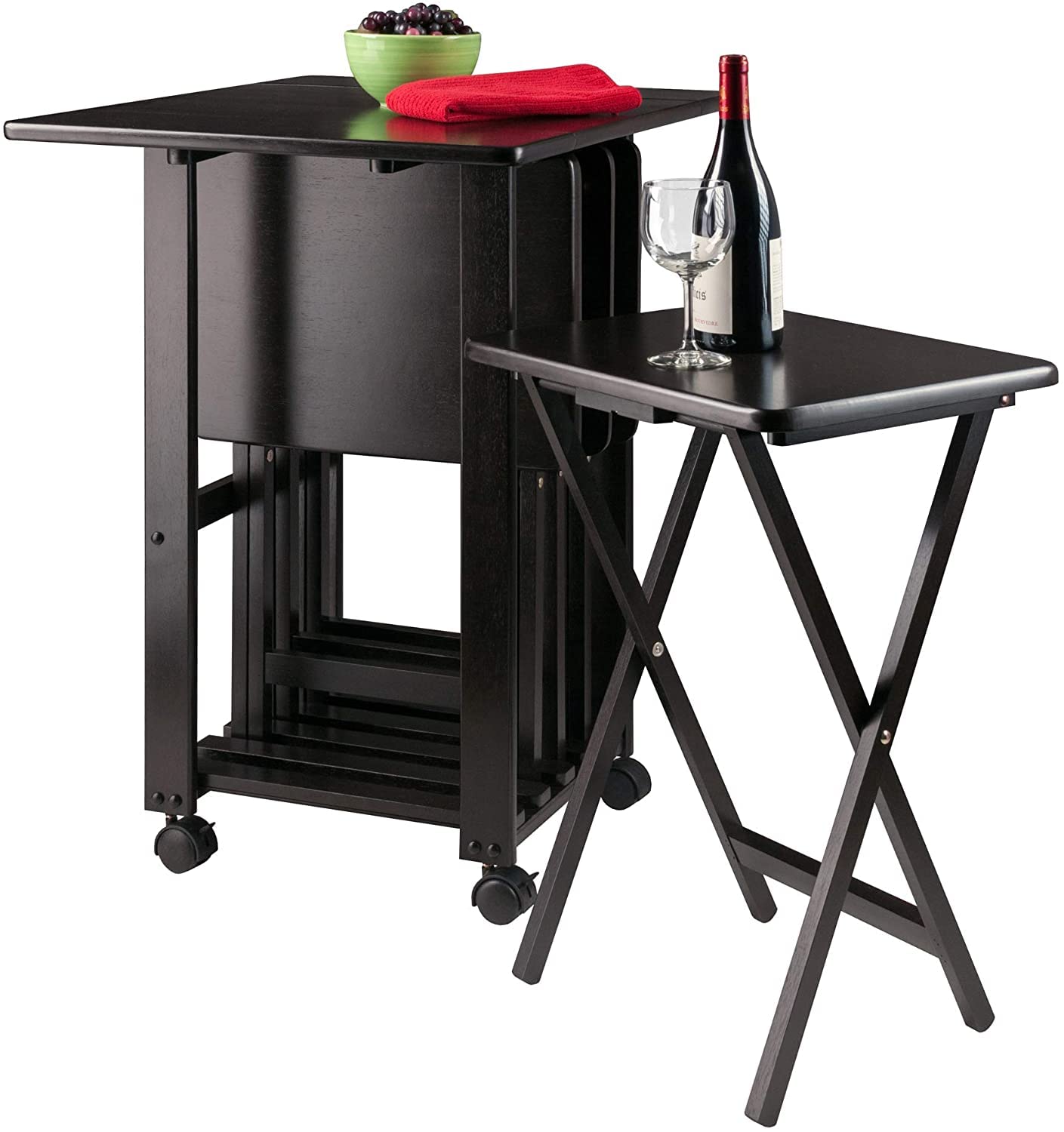 Sophia 5-Piece Folding Snack Tray Set with Storage Stand