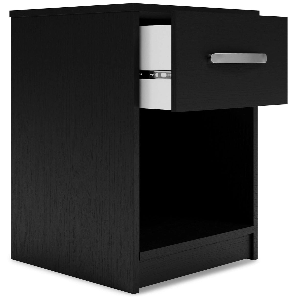 Finch Modern 1 Drawer Night Stand with Open Cubby, Black