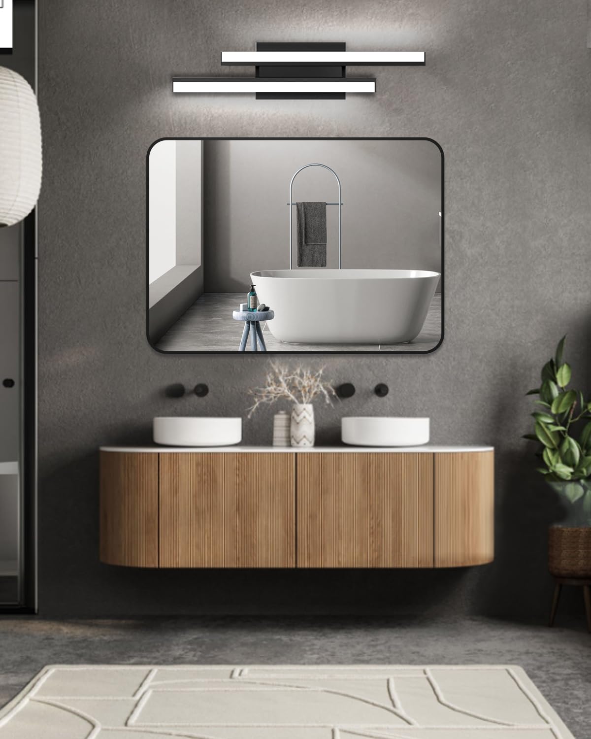 Modern LED Bathroom Light Fixtures, 16-24 Inch Retractable, 25W 2200LM Dimmable