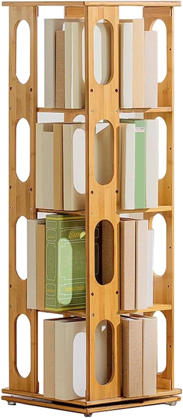 Rotating Bookshelf 360° Floor Standing Bookcase Storage Rack, Multi-Functional Bookshelf