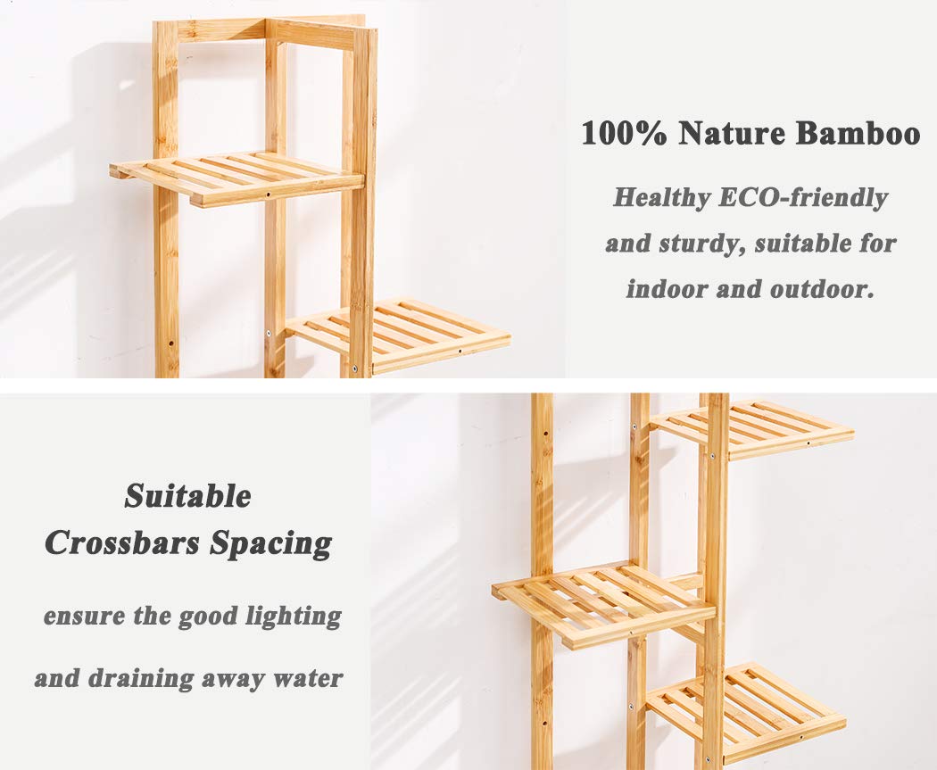 Bamboo 6-Tier Vertical Plant Stand – Space Saving Indoor Flower Rack