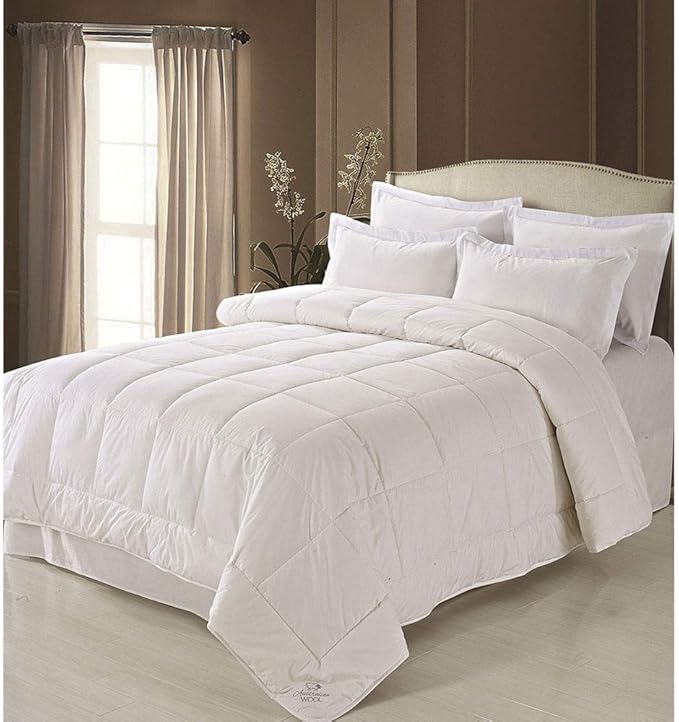Washable Australian Wool Filled Cotton Comforter, Hypoallergenic Bedding, King