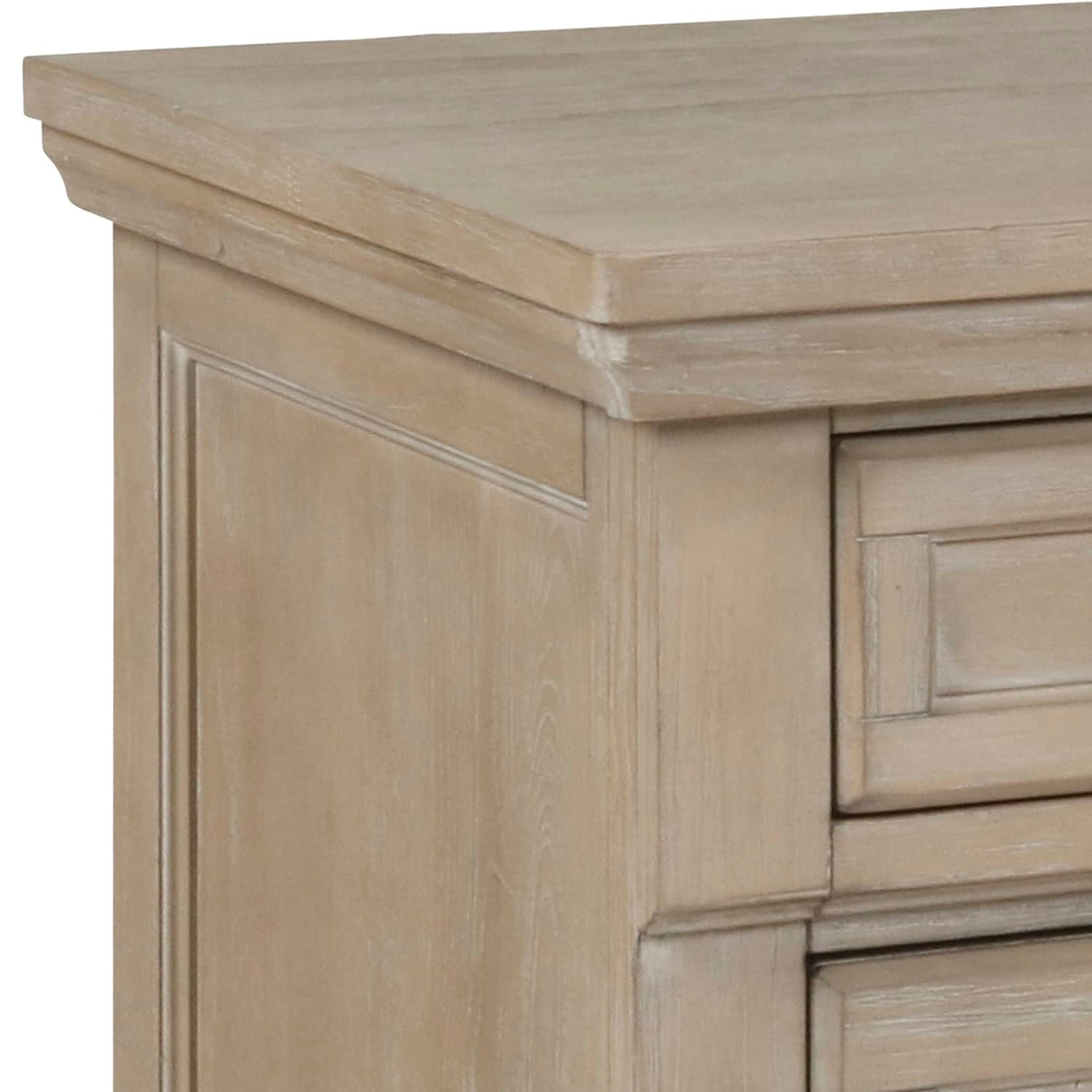 Drawer Wooden Nightstand with Round Knobs and Bun Feet, Weathered Brown