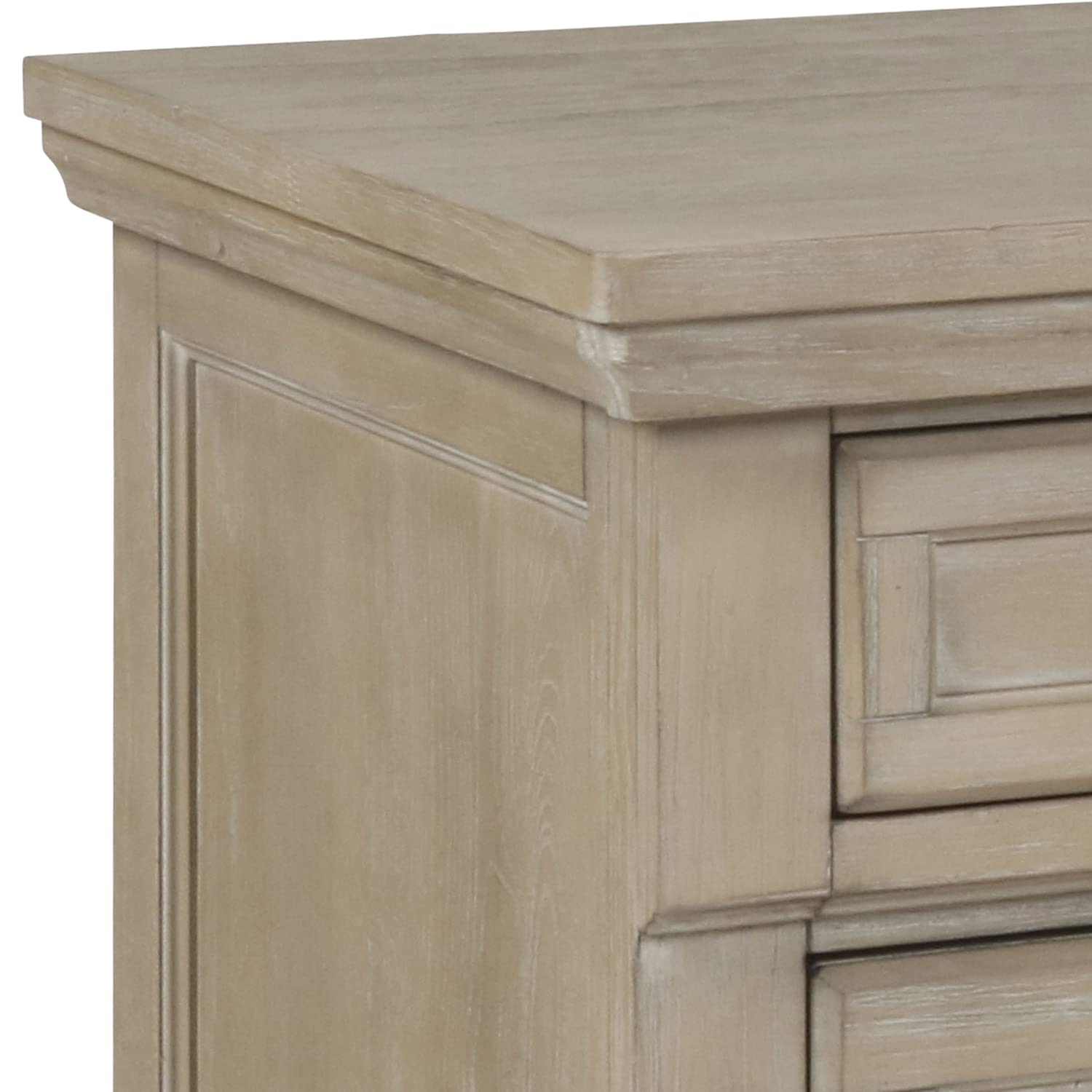 Drawer Wooden Nightstand with Round Knobs and Bun Feet, Weathered Brown