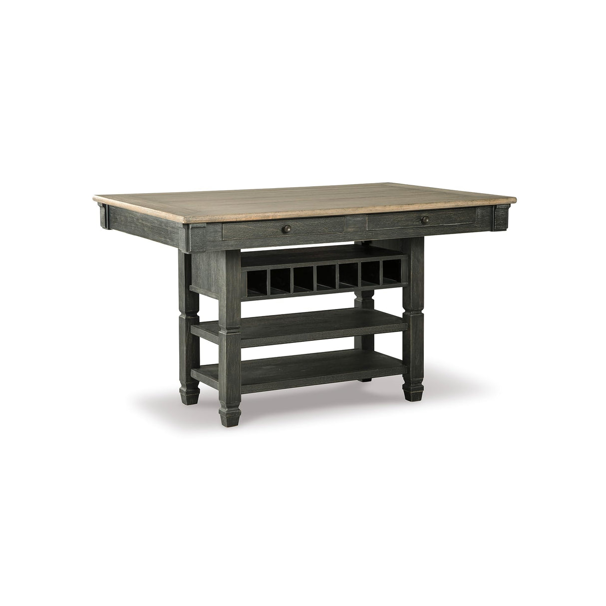 Tyler Creek Farmhouse Counter Height Dining Table with Wine Rack