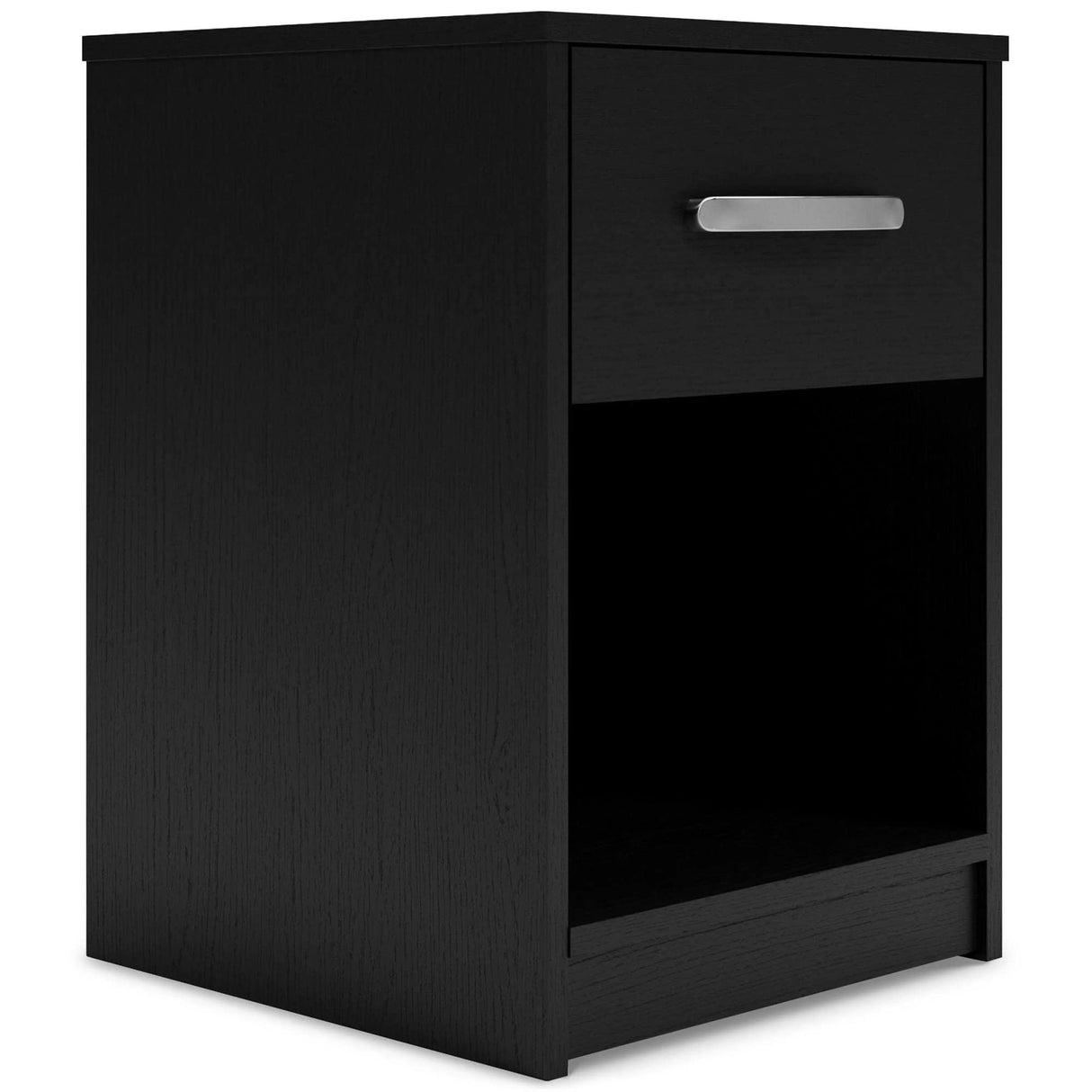 Finch Modern 1 Drawer Night Stand with Open Cubby, Black