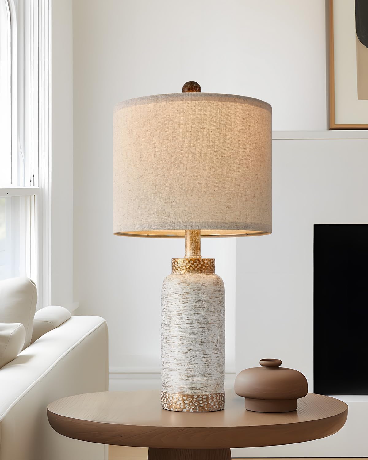 Table Lamp for Bedroom Living Room 20.25" Farmhouse Rustic Vintage Small Lamps