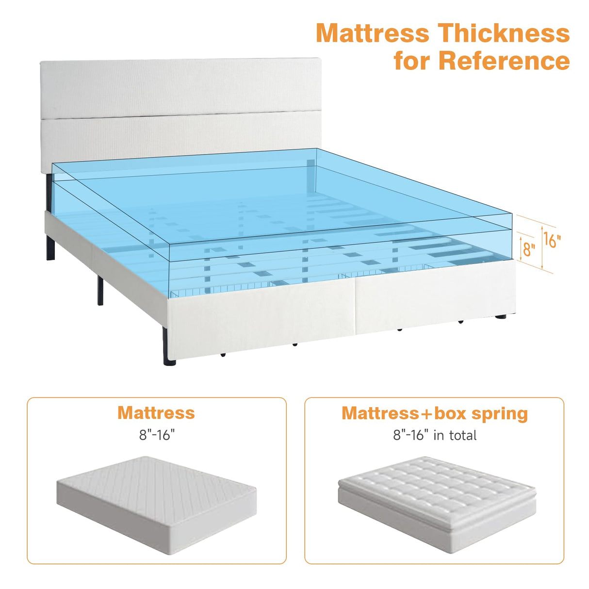 Yumpie Cream Upholstered Queen Bed Frame with Storage Drawers & Adjustable Headboard