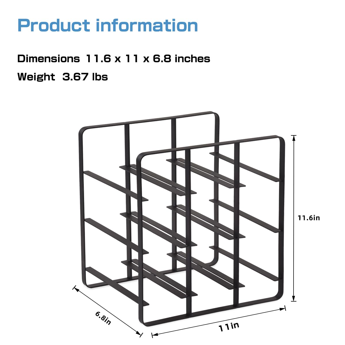 9 Bottles Metal Wine Rack, Free-Standing Cabinet Water Bottle
