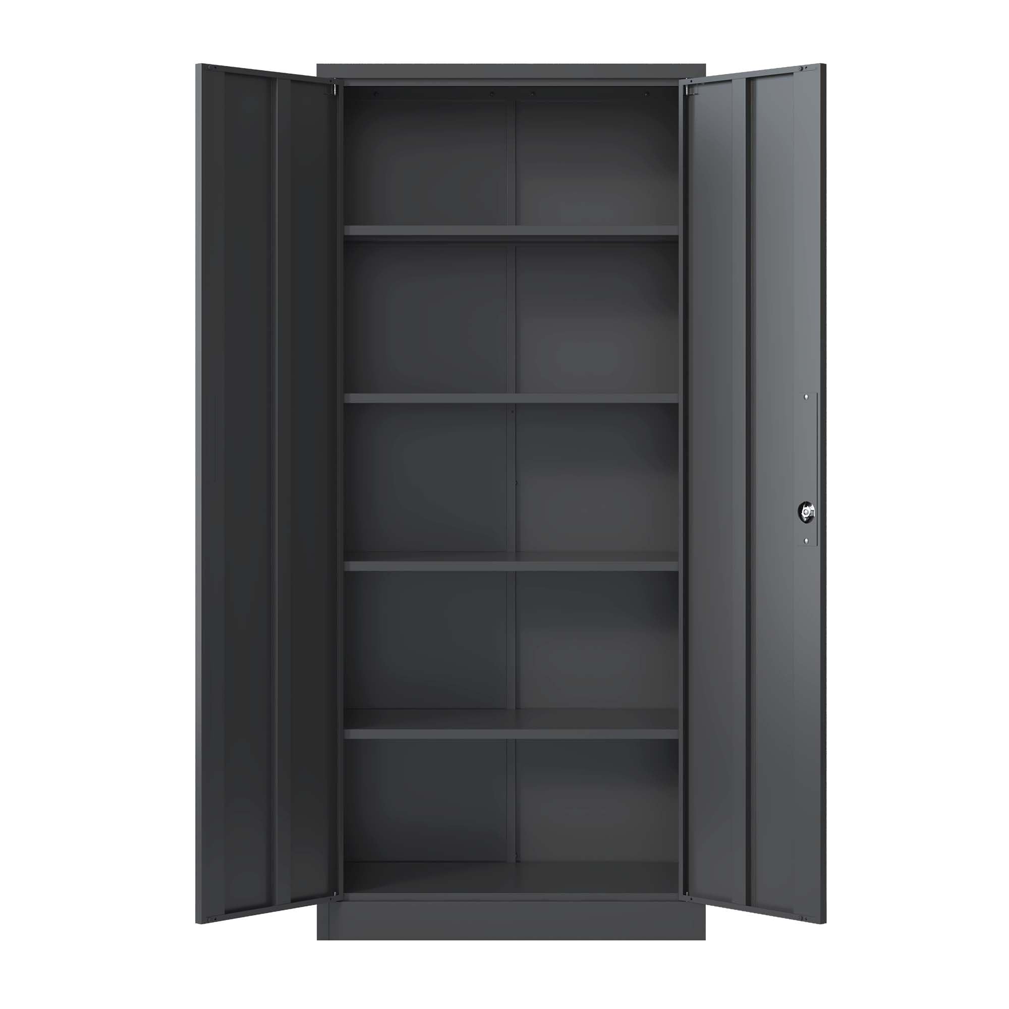 72 Inch Tall Metal Storage Cabinet, Black Garage Tool Steel Locking Cabinet