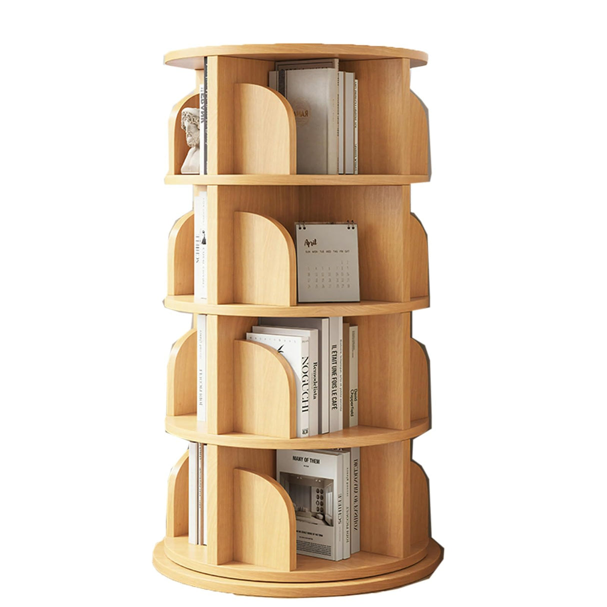 kids Bookshelf,round Bookshelf,solid Wood Bookcase,360 Rotating Bookshelf