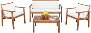 Patio Furniture 4 Piece Acacia Wood Outdoor Conversation Sofa Set