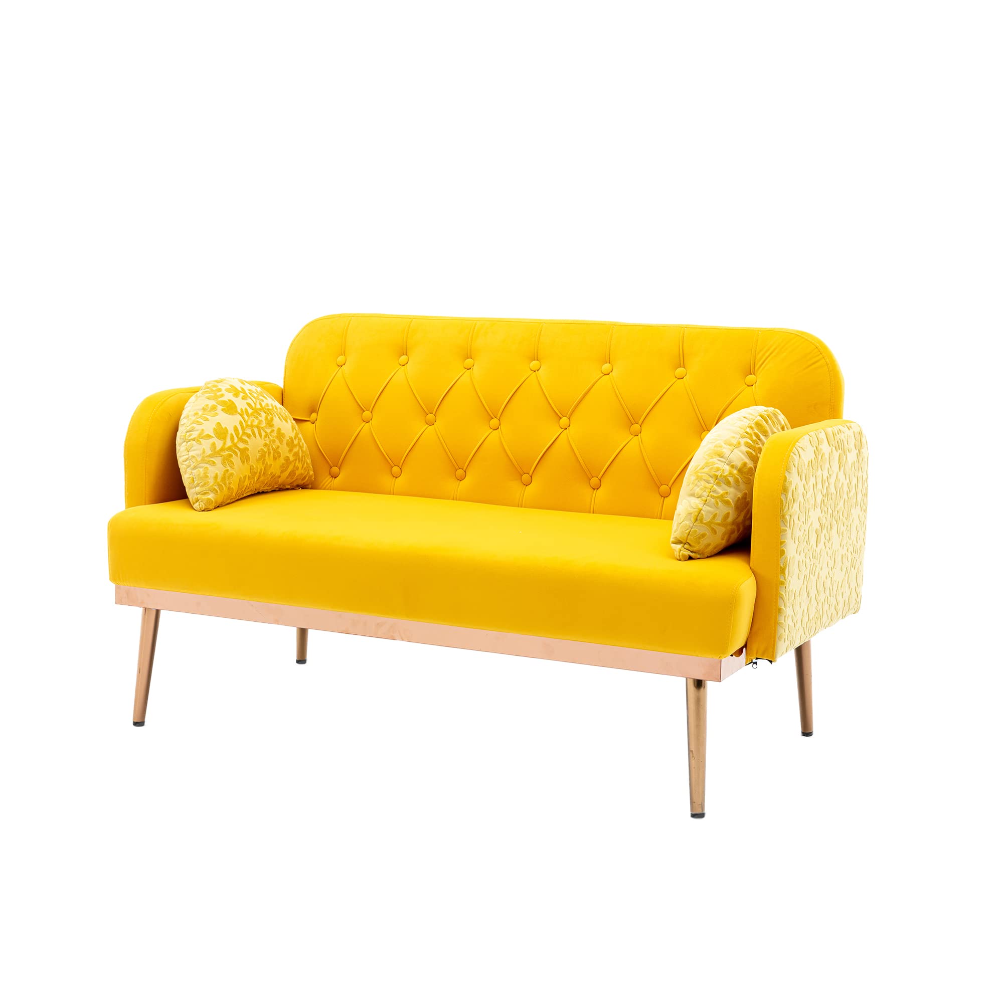 Twin Size Loveseat Accent Sofa Small Velvet Couch with Elegant Moon Shape