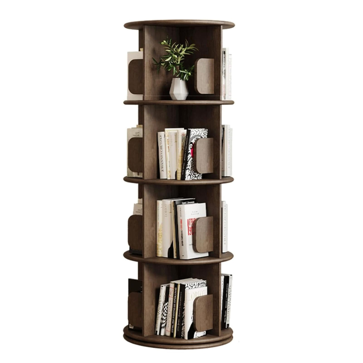 Bookcases 360° Rotating Bookshelf Wooden Standing Bookcase Retro Style Book