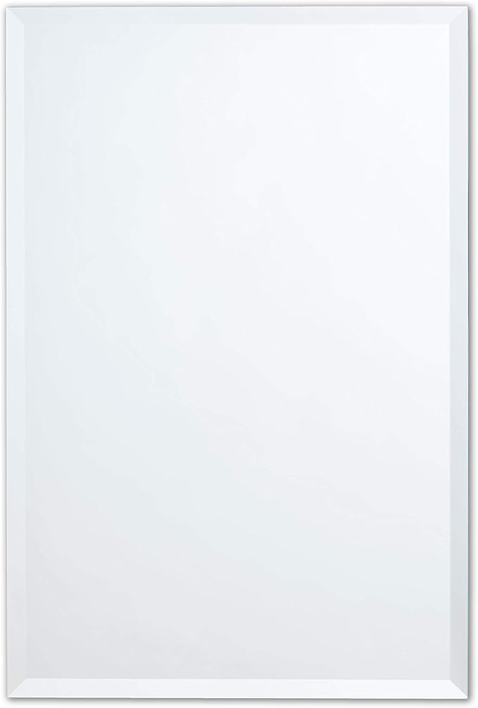 Frameless Oval Mirror, Bathroom Wall Mirror w/Beveled Edge