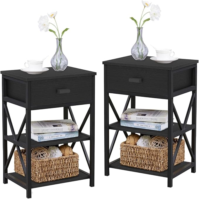 Modern White Nightstand, Narrow Small Night Stand