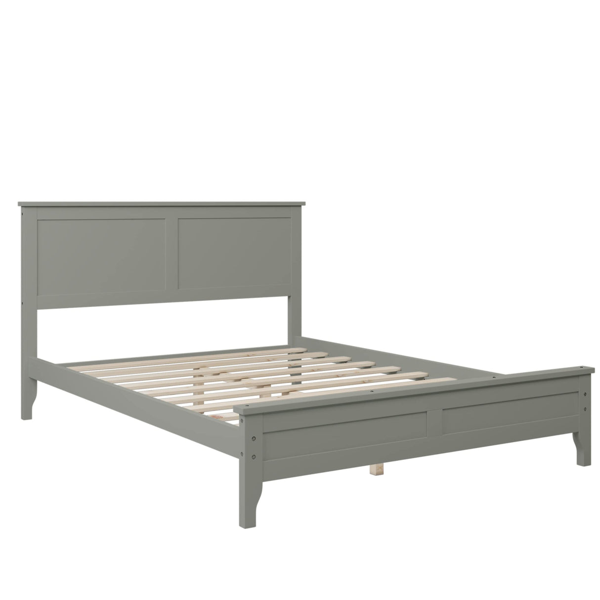 Modern Simple Solid Wood Platform Bed Wood Bed with Headboard Grey - Full