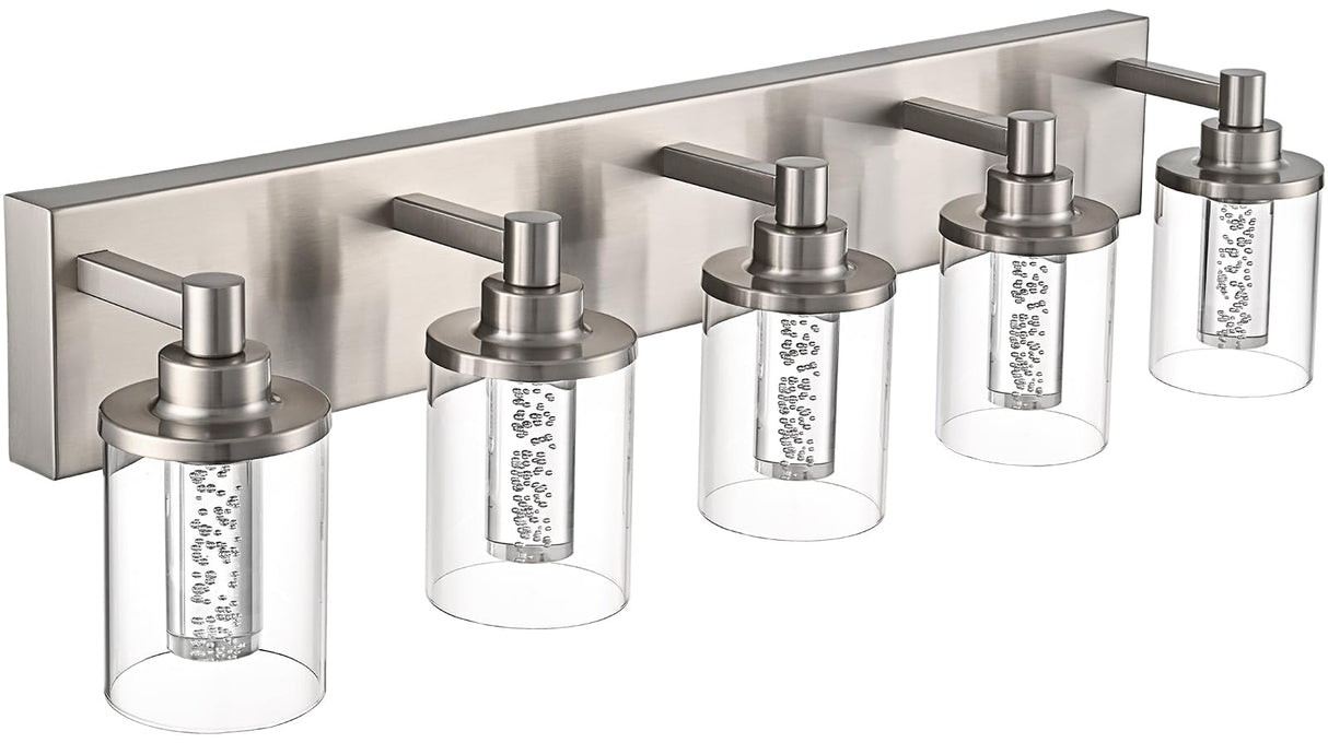 5-Light Bathroom Vanity Light Fixtures,Brushed Nickel LED Modern Bathroom
