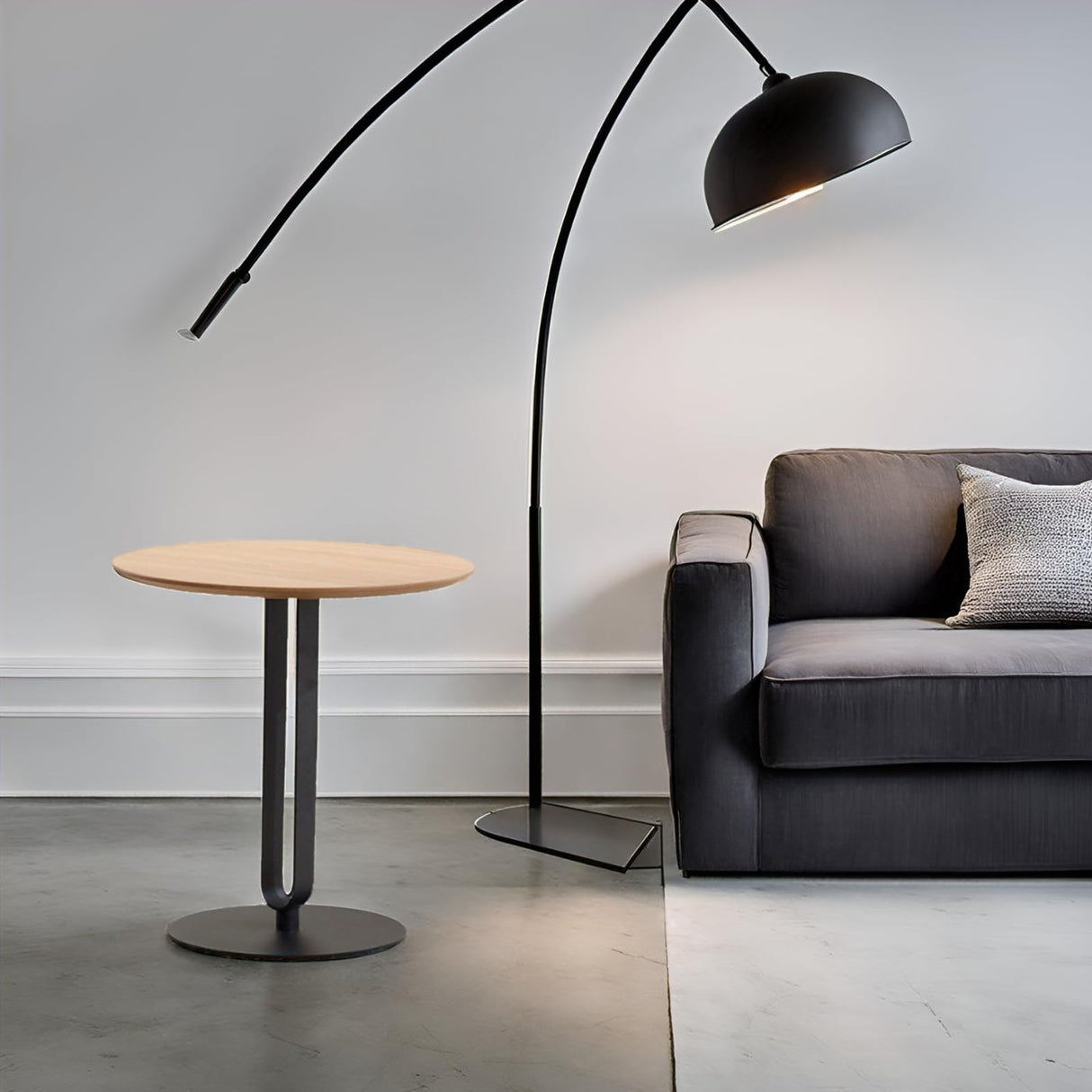 20.5" H Round End Table, Modern Small Coffee Table, Solid Wood Top