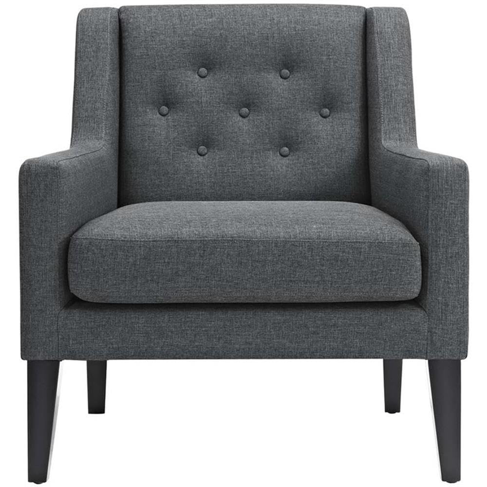 Earnest Button Tufted Mid-Century Modern Accent Arm Lounge Chair in Gray