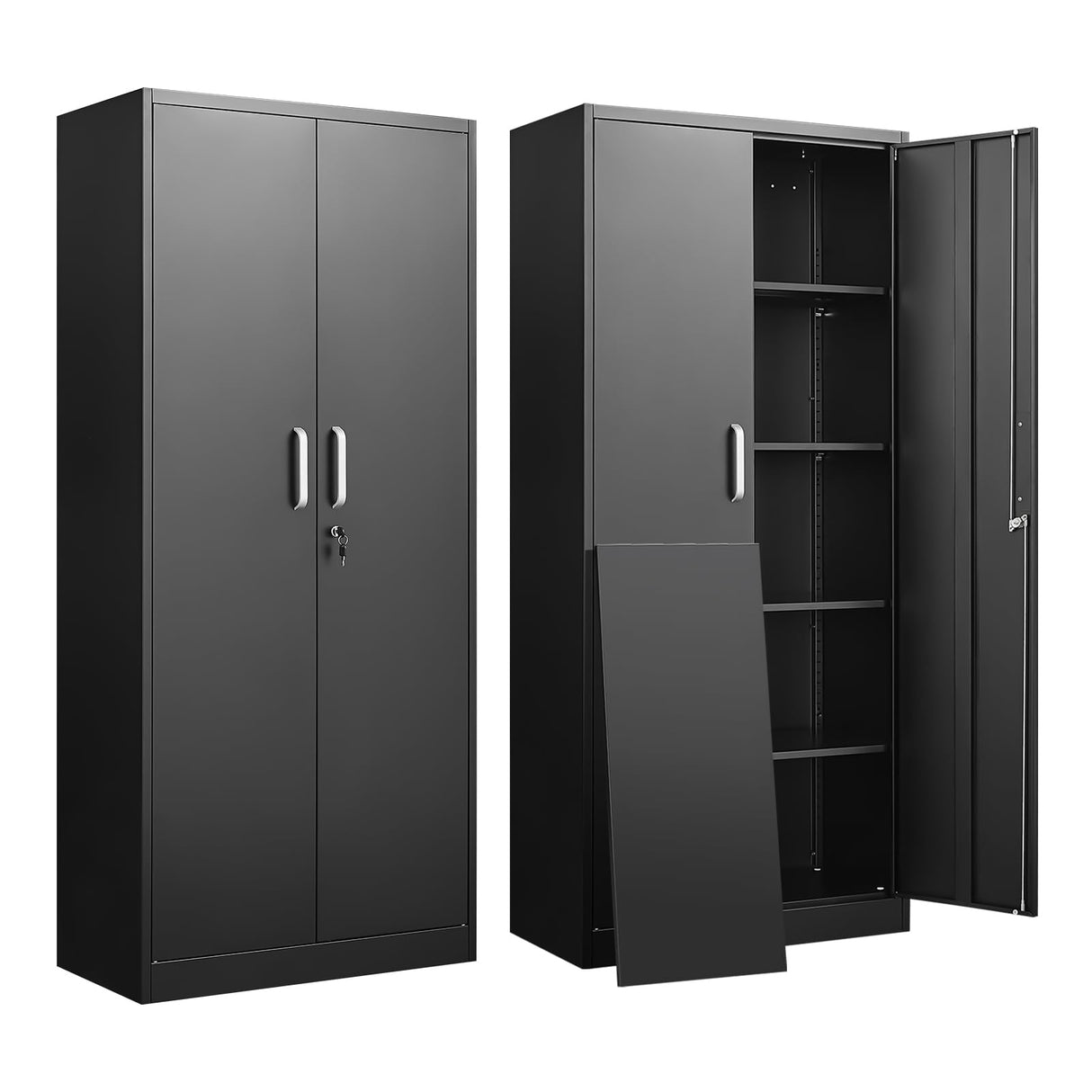 Garage Storage Cabinet with Doors and Shelves, Metal Storage Cabinet
