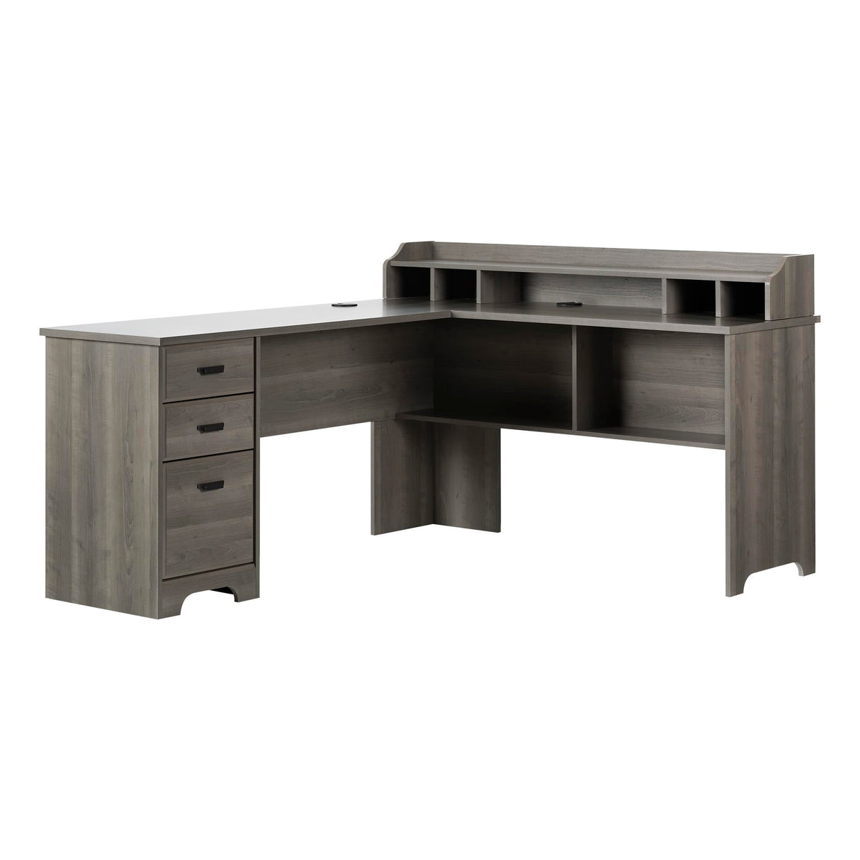 Versa L-Shaped Desk, Gray Maple