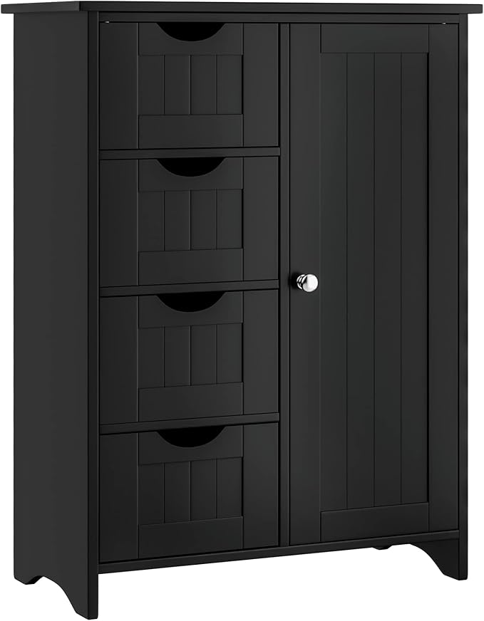 Bathroom Storage Cabinet, Floor Cabinet with 4 Drawers and 1 Adjustable Shelf