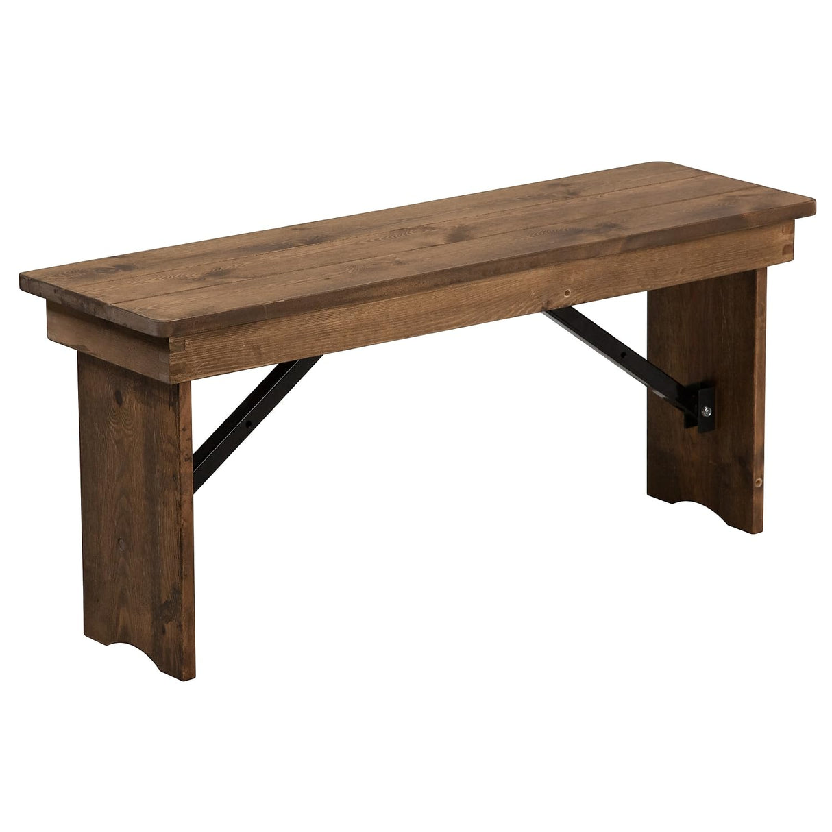 Hercules Series 40" x 12" Commercial Grade Rustic Solid Pine Folding Bench