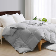 Twin Size Feathers Down Comforter - Ultra Soft All Seasons Grey Organic Cotton Feathers