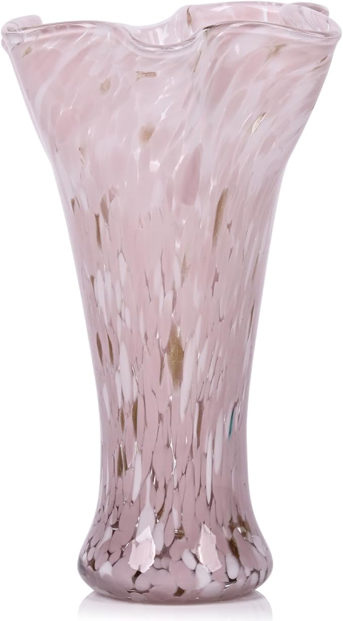 9.0" H Teal Glass Vases for Flowers, Hand Blow Glass Vase Teal Home Decor