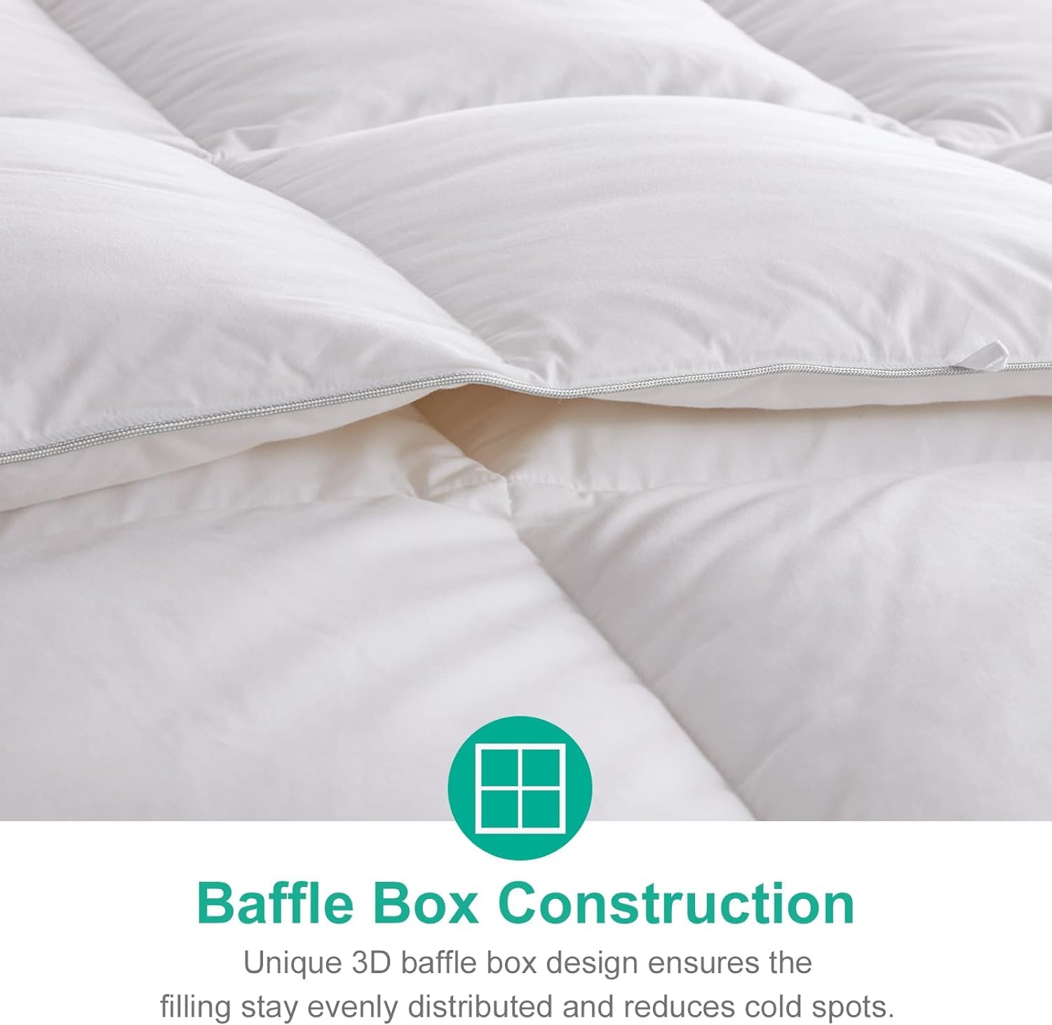 APSMILE All Season Goose Feather Down Comforter Queen Size - Ultra-Soft 750 Fill-Power Hotel Collection Duvet Insert Fluffy Medium Warm Quilt Comforter with Corner Tabs(90x90, White)