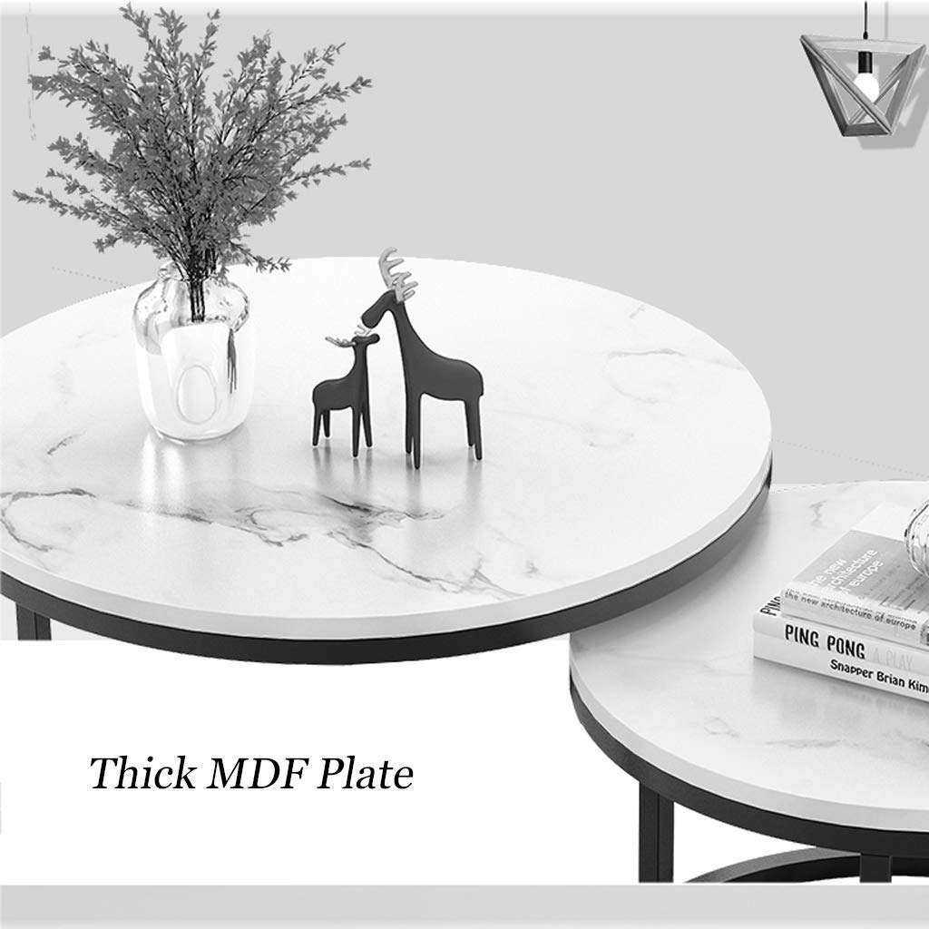 Living Room Stacking Nesting End Table,Nordic Marble Print Corner Coffee Table