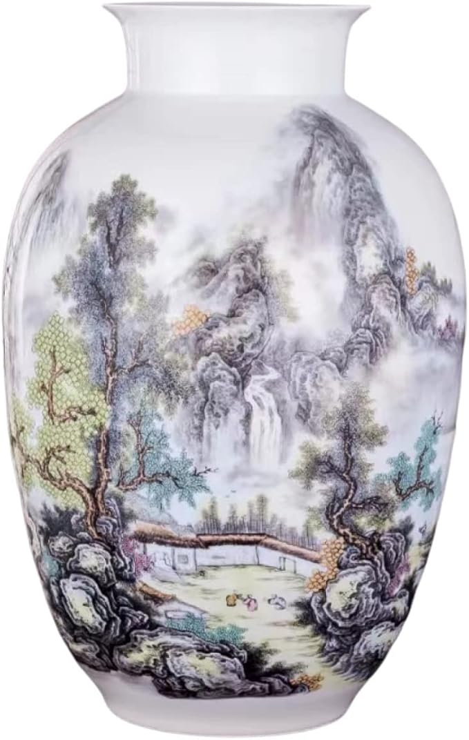 Blue and White Chinoiserie Vases,Decorative Bud Vases for Living Room, Bookshelf