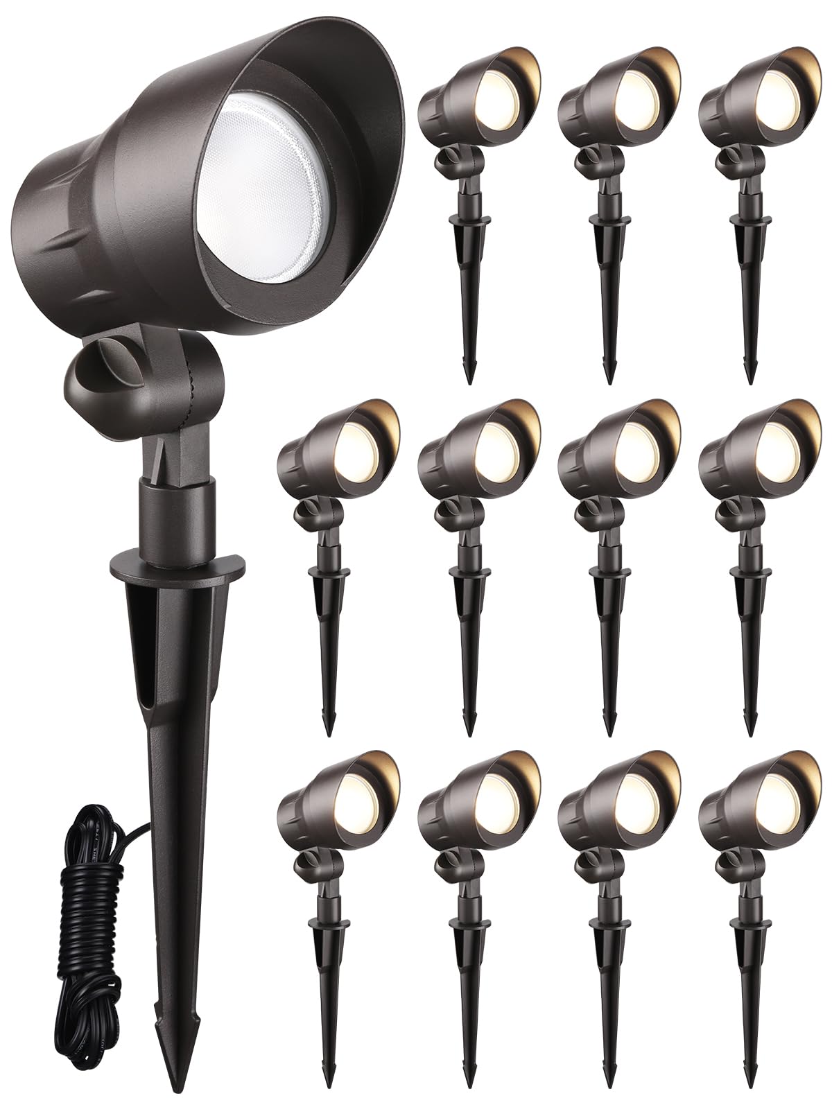 12-Pack Low Voltage LED Landscape Spotlight, 3000K Warm White